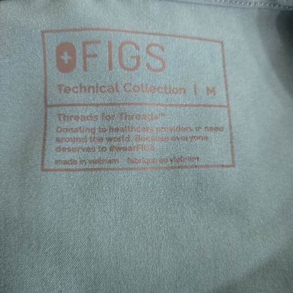 Figs Women Medium Medical Scrub Top Teal Blue V-Neck Short Sleeve Nurse Uniform - Picture 7 of 9